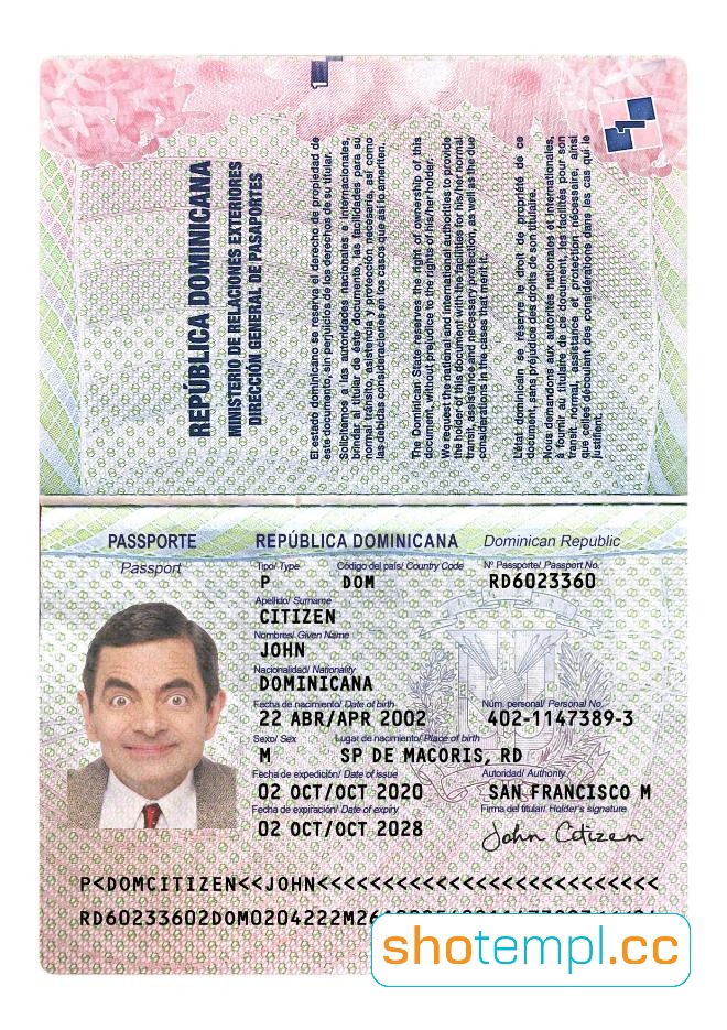 Dominican Republic Passport PSD Template
